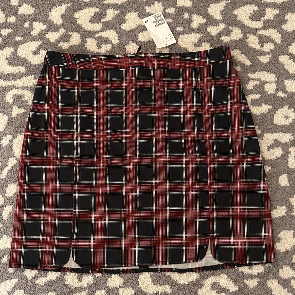 H&M Red and Black Plaid Mini Skirt